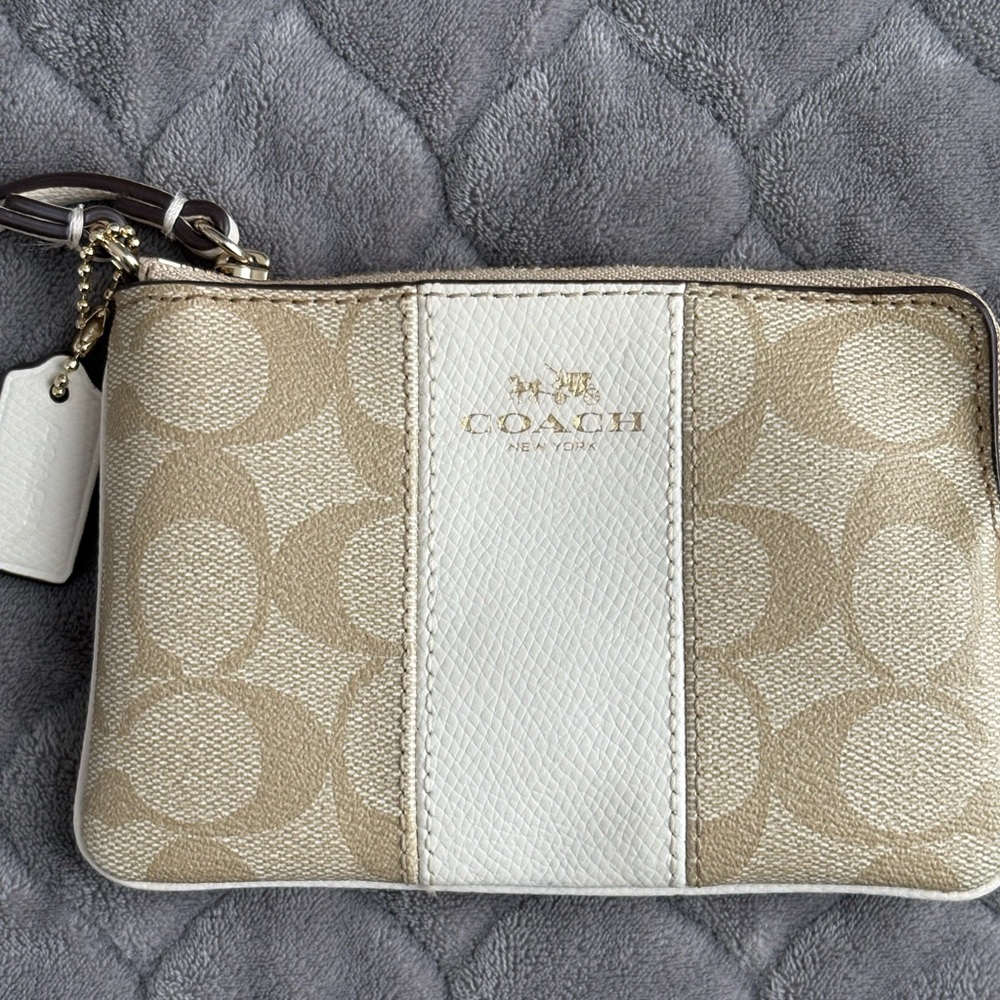 Coach Corner Zip Wristlet in Signature Coated Canvas - Picture 2 of 16